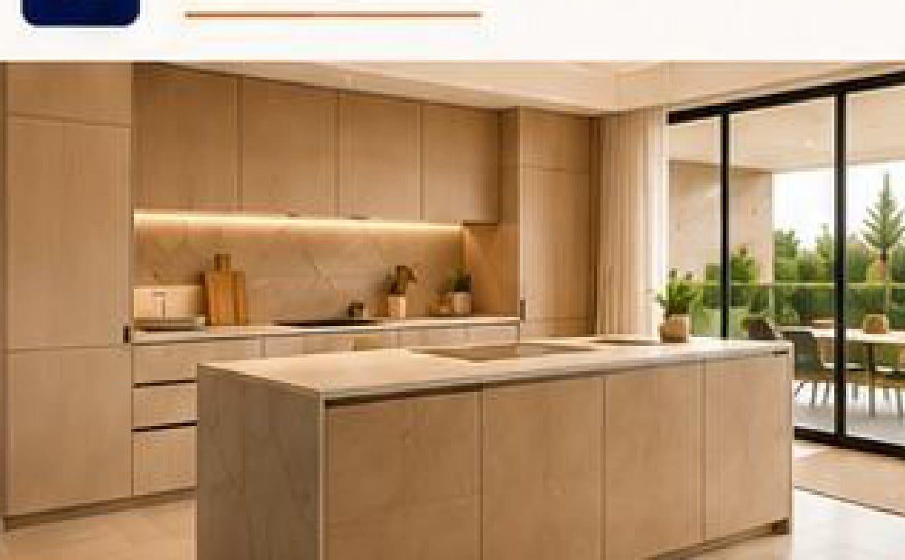 Cocina abierta terminada y equipada en una vivienda unifamiliar de Amara