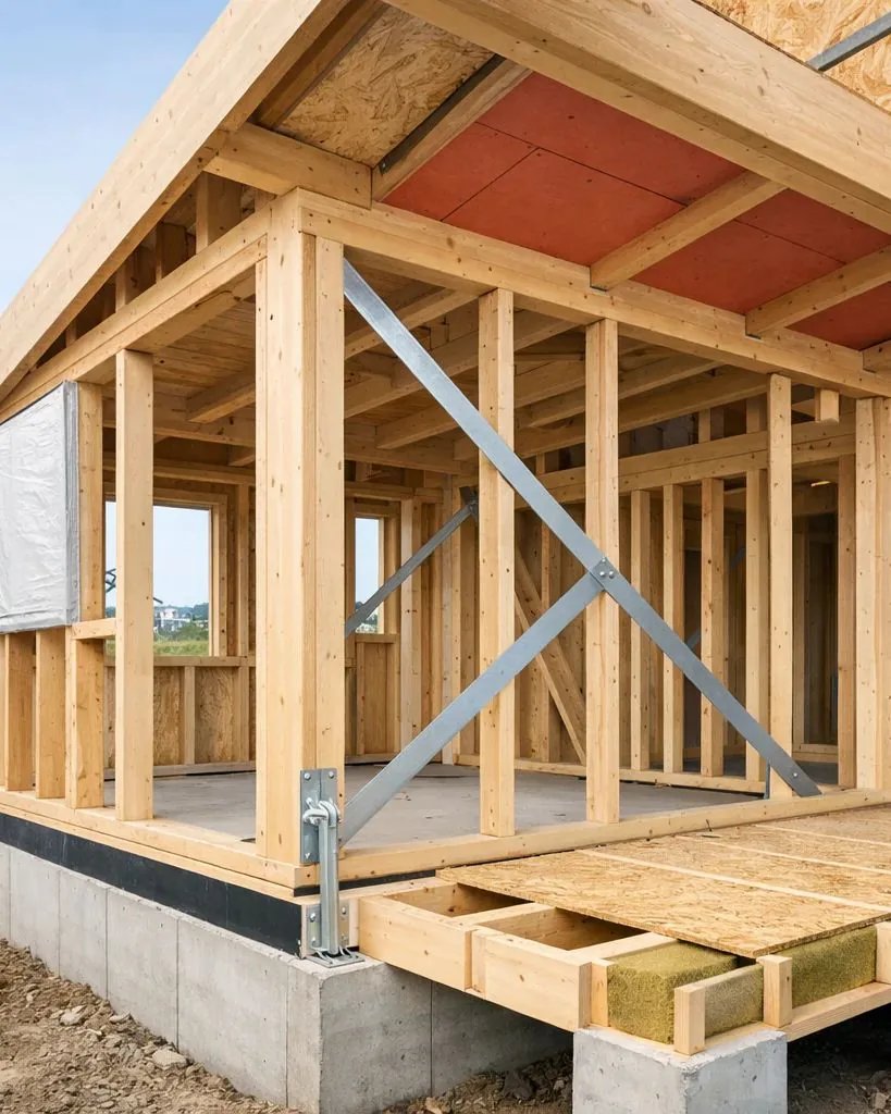 Estructura de madera de una vivienda en construcción